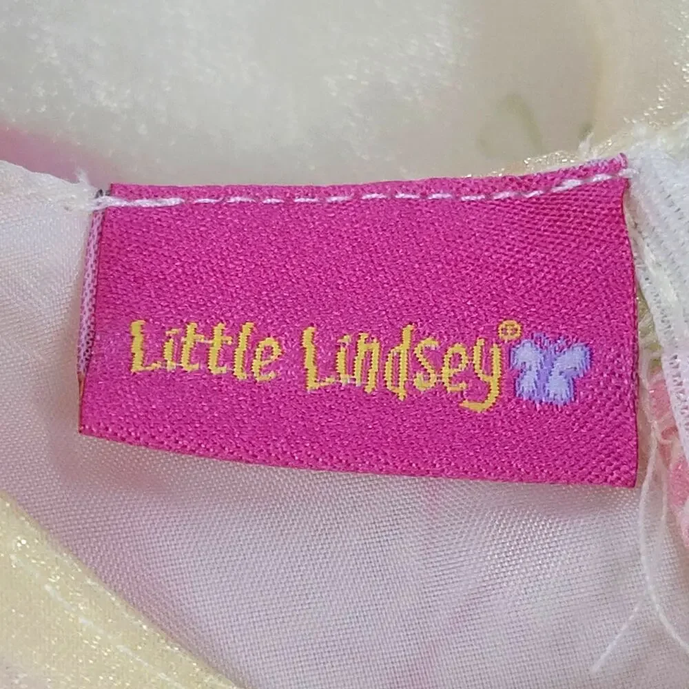 Little Lindsey Yellow & Pink Floral Dress‎ W/ Pink Satin Bow 24 Months
